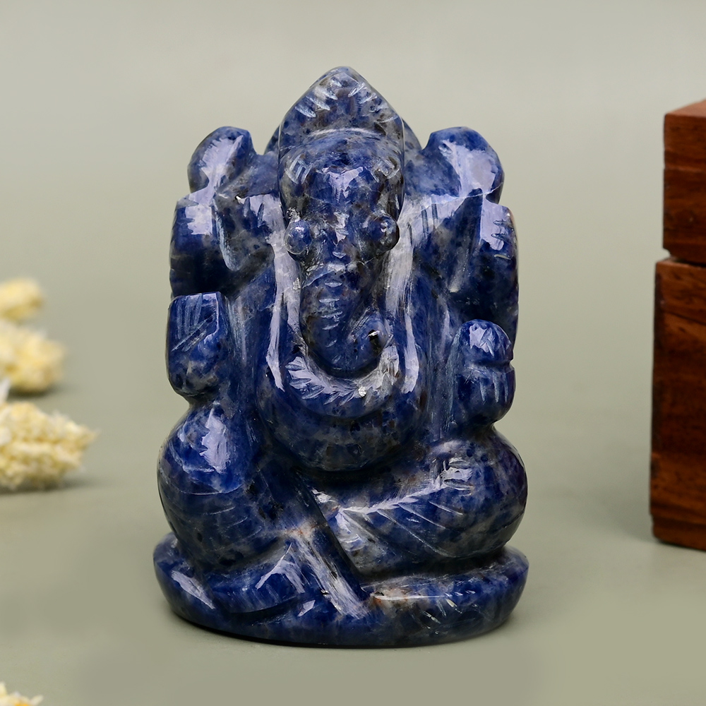 Blue Sodalite Ganesha Idol - 108 gms